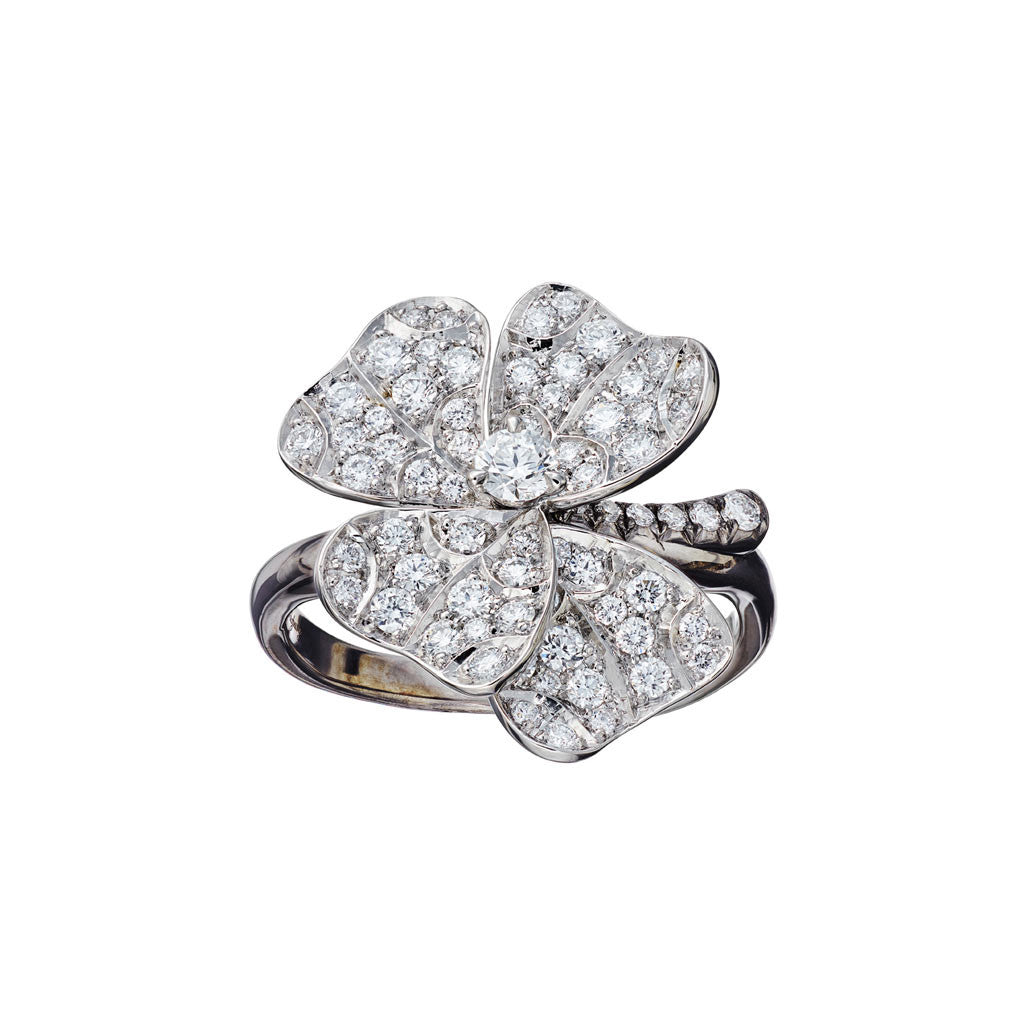 AENEA QUADRIFOGLIO Collection Ring White Gold, Palladium with White Diamonds