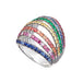 AENEA WAVE Collection Ring White Gold with multicoloured Gemstones 
