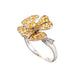 AENEA Quadrifoglio Collection Ring White Gold with Yellow Sapphires and White Diamonds 