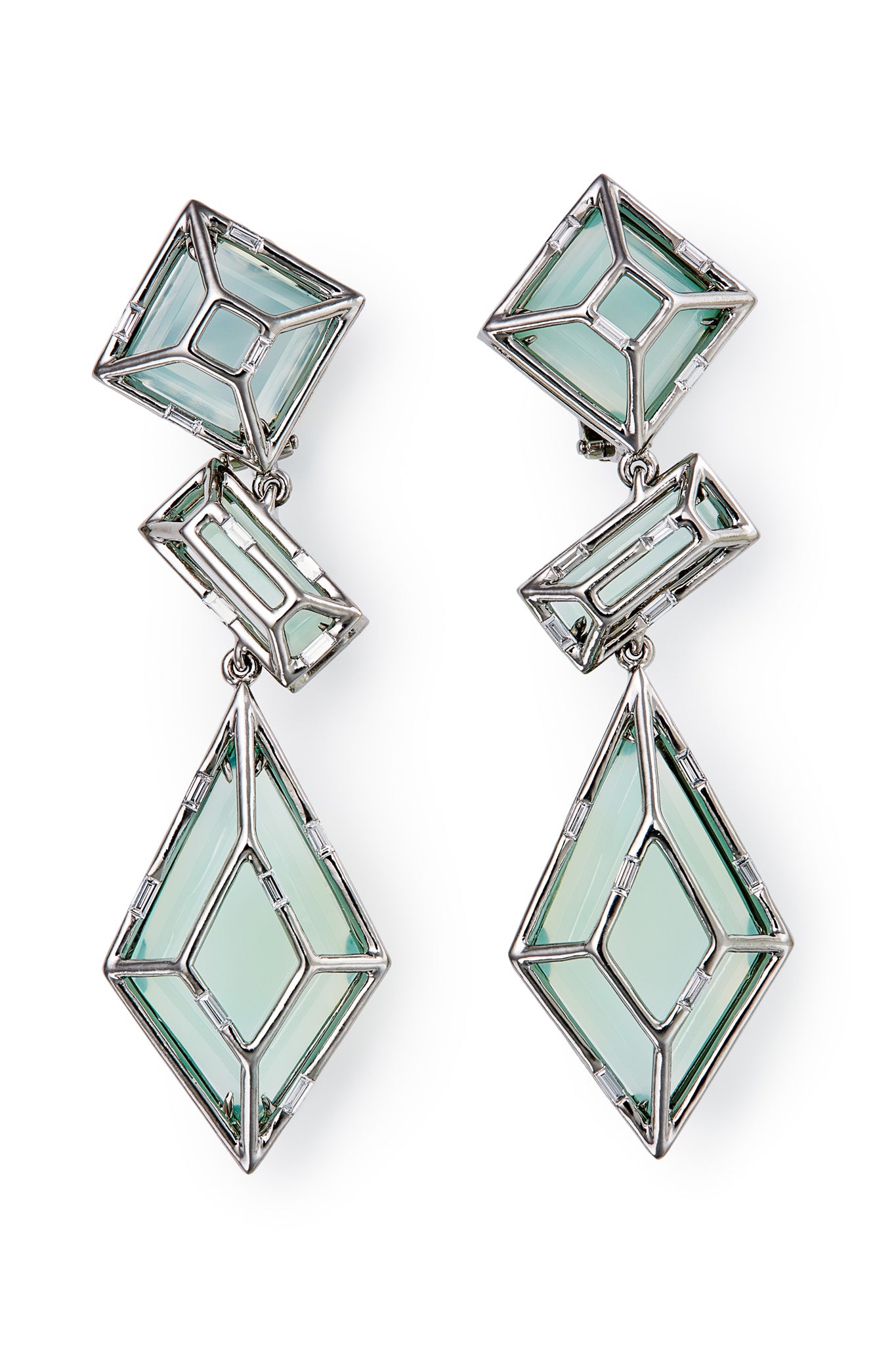 Facette Earrings Titanium with White Diamonds