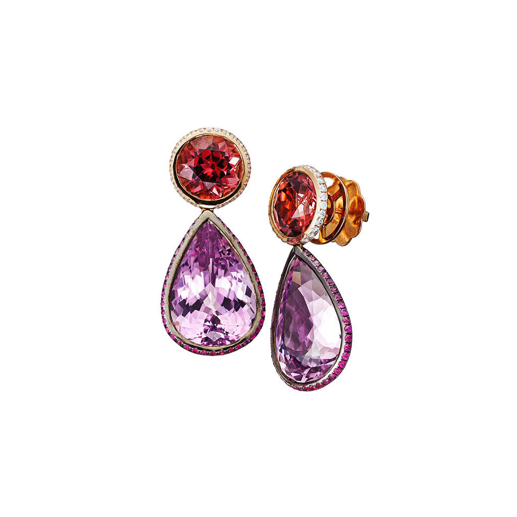 AENEA CANDY COLLECTION Earrings Pink Spinel, Kunzites, Pink Sapphires and White Diamonds