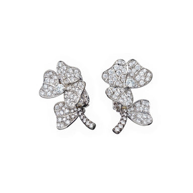 AENEA QUADRIFOGLIO Collection Earrings Platinum with White Diamonds