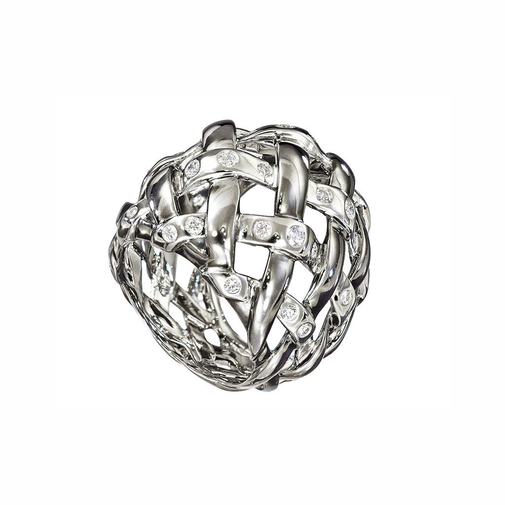 AENEA WEB Collection Ring Platinum and Rhodium-plated Sterling Silver with White Diamonds