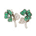 AENEA QUADRIFOGLIO Collection Earrings Platinum and Rhodium-plated Sterling Silver with White Diamonds and Emeralds