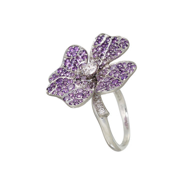 AENEA Quadrifoglio Collection Ring purple Amethysts and white diamonds 