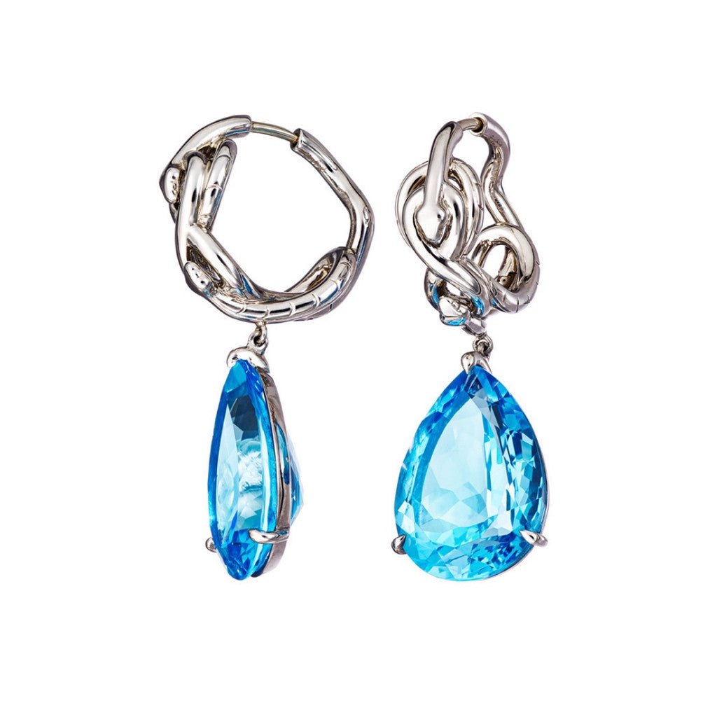 Earrings Palladium with Blue Topaz
