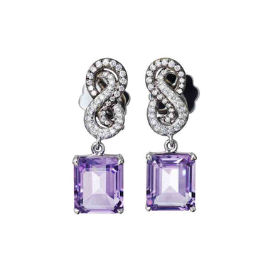 AENEA SARPA Collection Earrings Platinum with Amethysts and White Diamonds