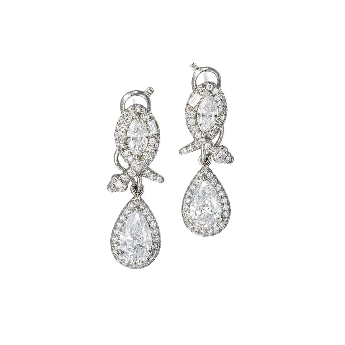 Earrings Platinum with White Diamonds 3.69Cts