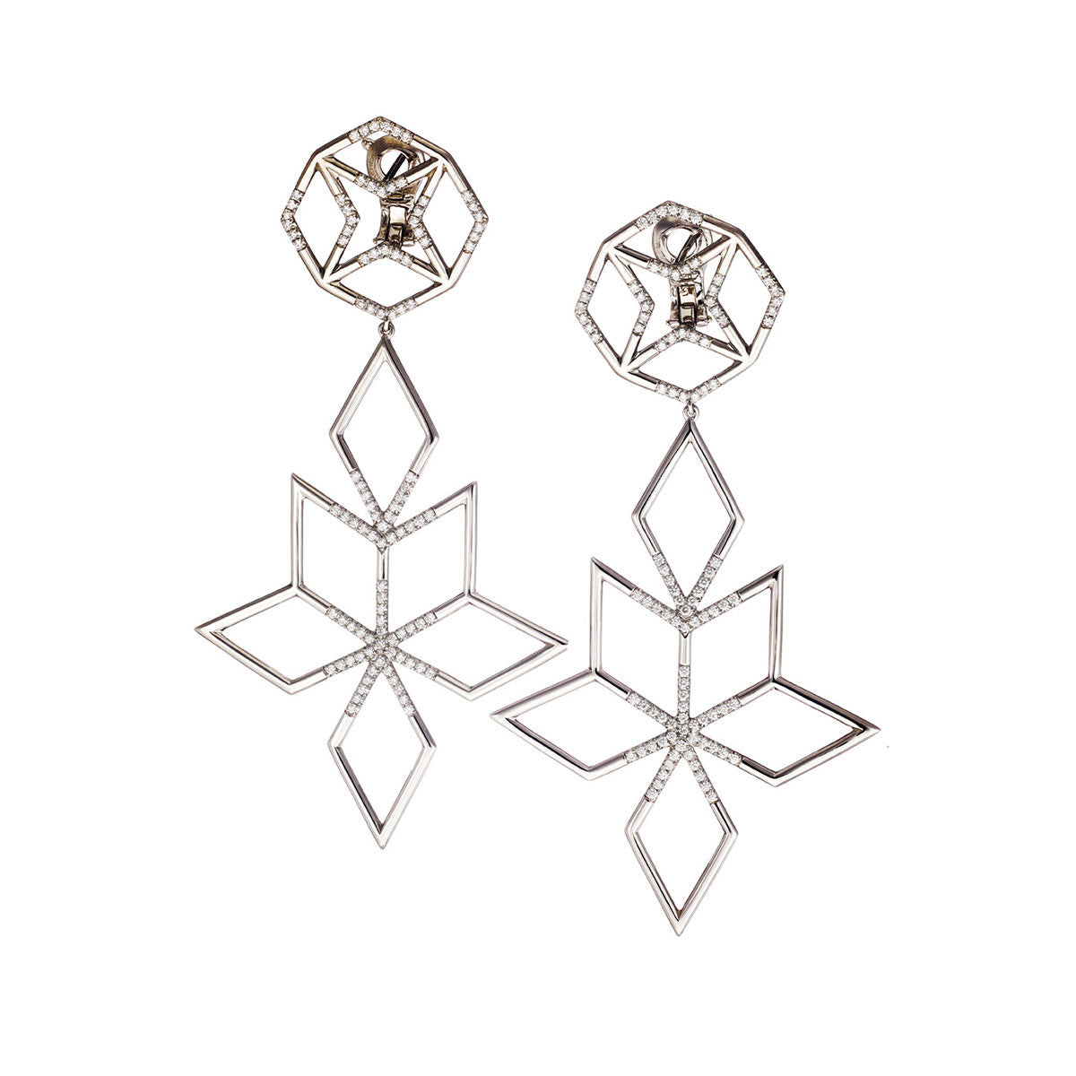 Earrings Palladium with White Diamonds (Big)