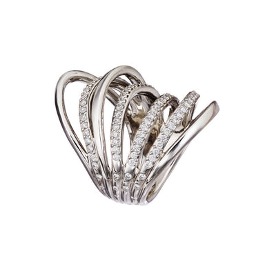AENEA WAVE Collection Ring Palladium with White Diamonds