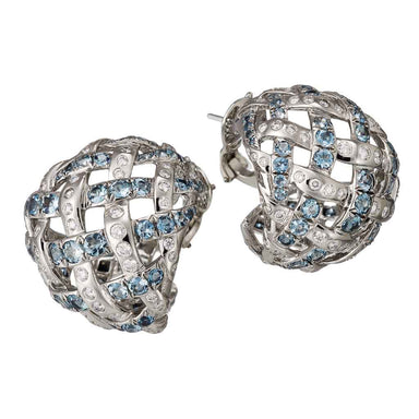 AENEA WEB Collection Earrings with Aquamarines, White Diamonds and Palladium