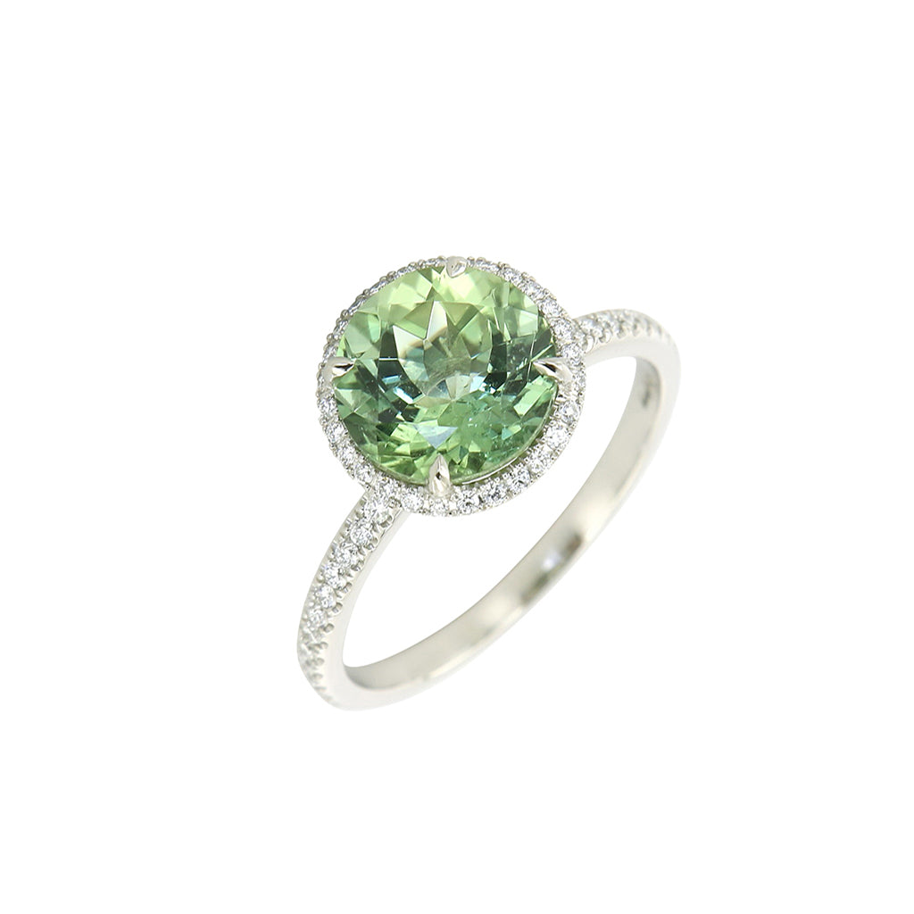AENEA CANDY Collection Ring White Gold with green Tourmaline and White Diamonds