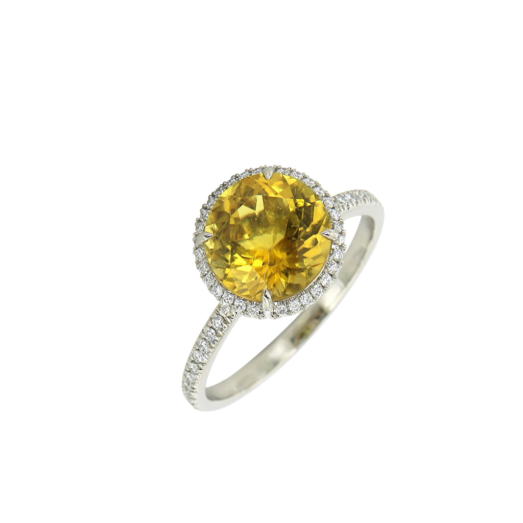 AENEA CANDY Collection Ring White Gold with yellow Tourmaline and White Diamonds