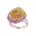 AENEA FOGLIO DI ROSA Collection Ring White Gold White Diamonds Pink and Yellow Sapphires