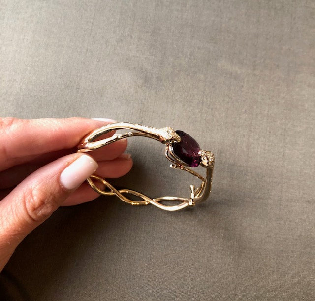 Bangle Pink Gold with Rubelite and Champagne Diamonds